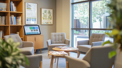 Informative resource area brimming with mental health pamphlets, offering valuable guidance and educational support insights