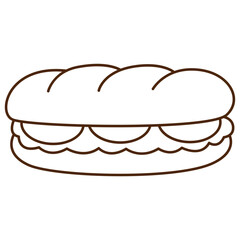 Hotdog or sandwich bread outline vector