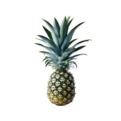 Fresh Pineapple on White or Transparent Backdrop Shows Tropical Fruit Still Life