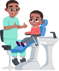 a Dentist Giving Thumbs Up to a Kid on Dental Patient Chair
