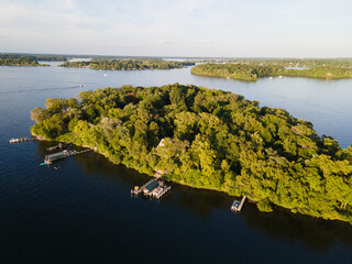 Forest-Covered Island in Lake Minnetonka: Aerial View on a Serene Summer Day
