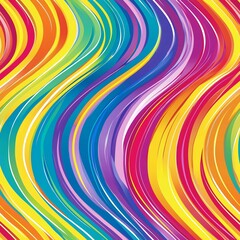 Obraz premium Vibrant Rainbow Waves: Seamless Pattern for Colorful Backgrounds and Dynamic Designs