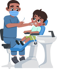 a Dentist Examine Kid’s Teeth on Dental Patient Chair