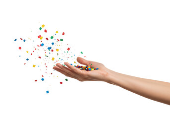 Hand Tossing Confetti - Photorealistic PNG