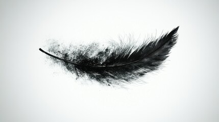 Fototapeta premium Abstract Black Feather Disintegrating into Dust: A Study in Ephemerality and the Passage of Time