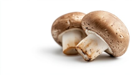 Fototapeta premium fresh brown mushroom with textured cap and white stem isolated on white background organic raw vegetable