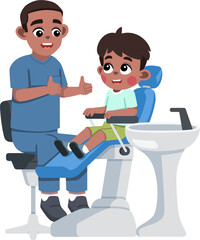 a Dentist Giving Thumbs Up to a Kid on Dental Patient Chair