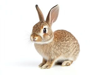 Obraz premium Delicate brown bunny portrait on a pristine white seamless background