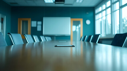 Modern Conference Room with Large Wooden Table