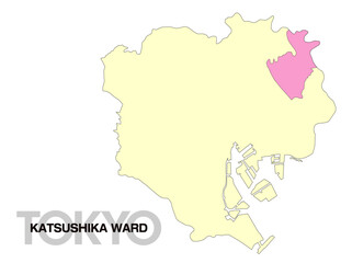 東京都葛飾区の位置地図 区境無し 02