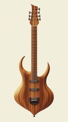 Obraz premium A wooden custom electric guitar displayed in a minimalist presentation