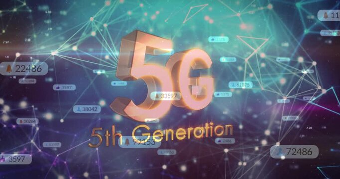 5G network technology with data processing animation over digital connections - Powered by Adobe