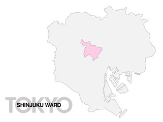 東京都新宿区の位置地図 区境無し 01