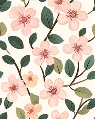 Seamless patern, Delicate floral pattern with soft pink flowers.