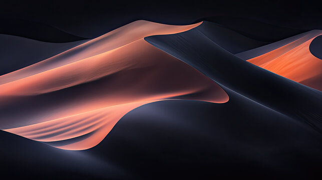 Abstract desert landscape with glowing sand dunes