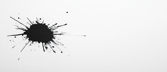 Abstract Black Ink Splotch on White Background: A Minimalist Art Design
