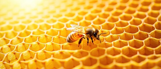 Honeybee on Honeycomb: A Close-Up View of Nature's Golden Wonder