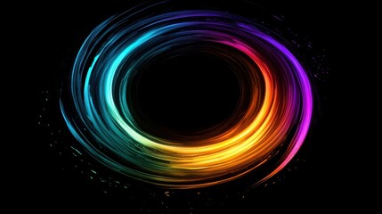 Vibrant Swirls of Color in Circular Motion on Black Background for Stunning Visual Effects and Artistic Designs