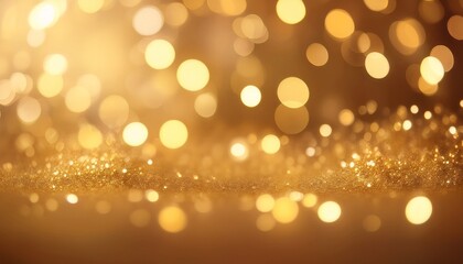 Dreamy champagne gold bokeh background with softly blurred glowing lights background