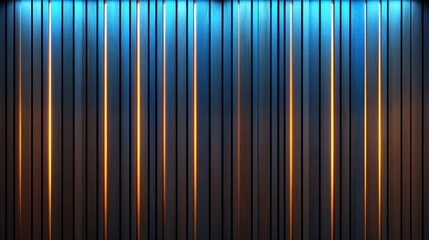 Metallic Texture with Vertical Stripes and Soft Blue and Orange Lighting for Background or Overlay Design