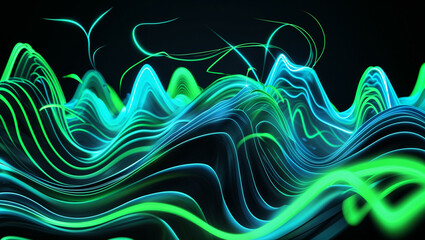 Mesmerizing Cyan and Green Pulsating Waves Background