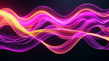 Naklejka premium Retro 80s-Inspired Neon Pink and Orange Waves Background