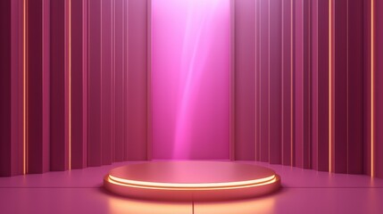 Vibrant pink stage with illuminated backdrop and floor