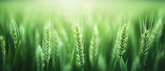 Obraz premium Serene Green Wheat Field: Nature's Tranquility