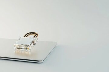 Digital padlock symbolizing online security over laptop
