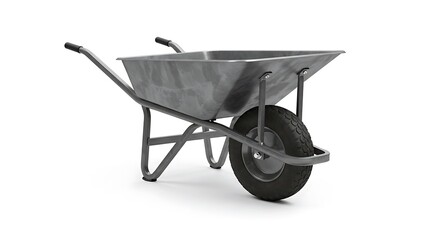 Metal Wheelbarrow Isolated on White Background Perfect for Garden Projects