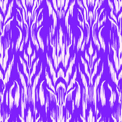 Seamless ikat pattern inspired by Uzbek traditional ornaments. Vibrant tribal textile design with geometric zigzag lines, perfect for wallpaper, fabrics, ethnic decor, and fashion prints.