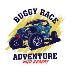 ATV Buggy car adventure vector illustration, perfect for t shirt design and Buggy Rental logo
