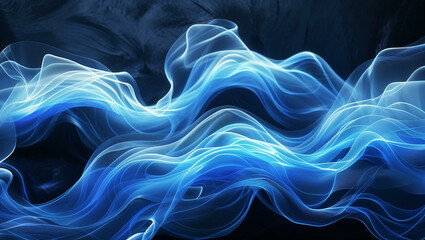 Subtle Blue and White Neon Mist Waves Background
