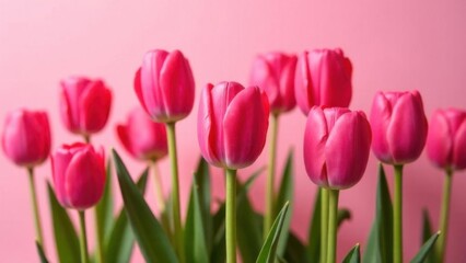 Fototapeta premium model on pink with tulips