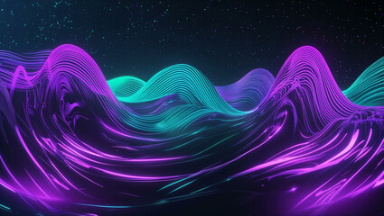 Fluorescent Green and Electric Blue Waves Background