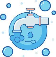 Water tap vector illustration with dripping water