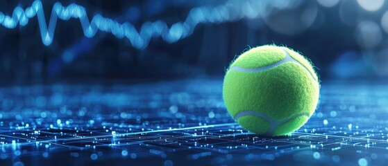Tennis Ball on a Digital Background:  A Futuristic Vision of Sports Data and Analytics