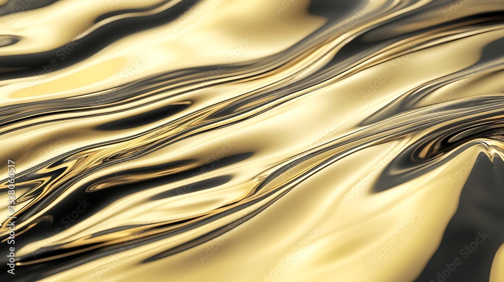 Aufkleber Shimmering golden waves create a luxurious and abstract visual effect.