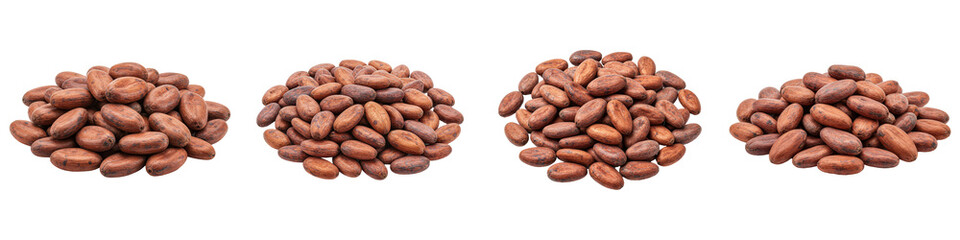 Obraz premium Set of Pile of Cocoa Beans