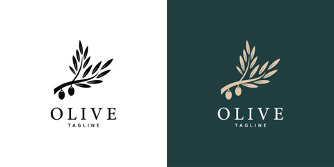 olive oil logo vector illustration, olive branch logo template