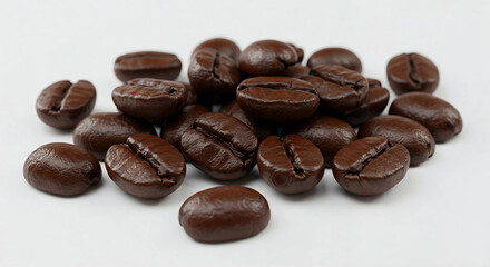 Obraz premium Close-Up of Roasted Coffee Beans with Rich Brown Color and Glossy Texture. Generative AI.