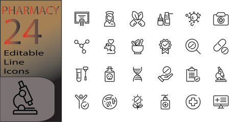 pharmacy icon set Line cannot be edited already expanded and merged