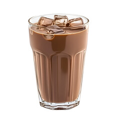 Glass of Iced Chocolate Milk – Isolated on Transparent Background. Iced Chocolate Milk Isolated