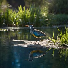 Fototapeta premium great blue bird in the lake