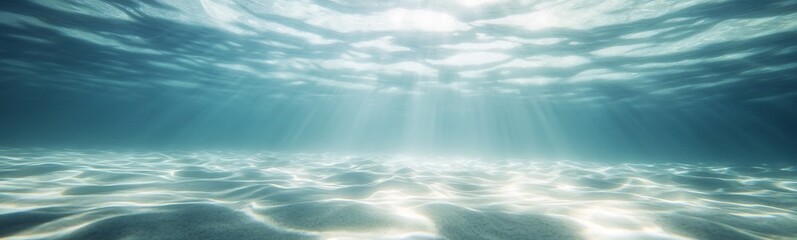 Fototapeta premium Underwater scene with sunlight filtering through the water, creating a serene and tranquil atmosphere.