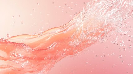 Fototapeta premium Flowing pink liquid creates a soothing and dynamic effect against a soft background.