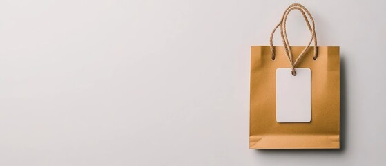 Blank Gift Tag on Kraft Paper Shopping Bag: Perfect for Branding, Mockups, and Design Inspiration