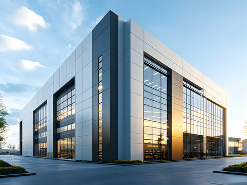 Contemporary architecture showcasing an office building exterior during daytime under a clear sky with captivating window reflections