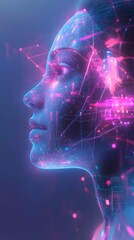 Futuristic Portrait of a Woman with Neon Digital Effects