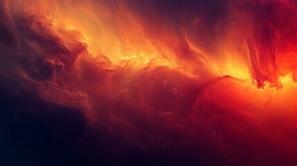 Fiery Red And Orange Nebula In Deep Space